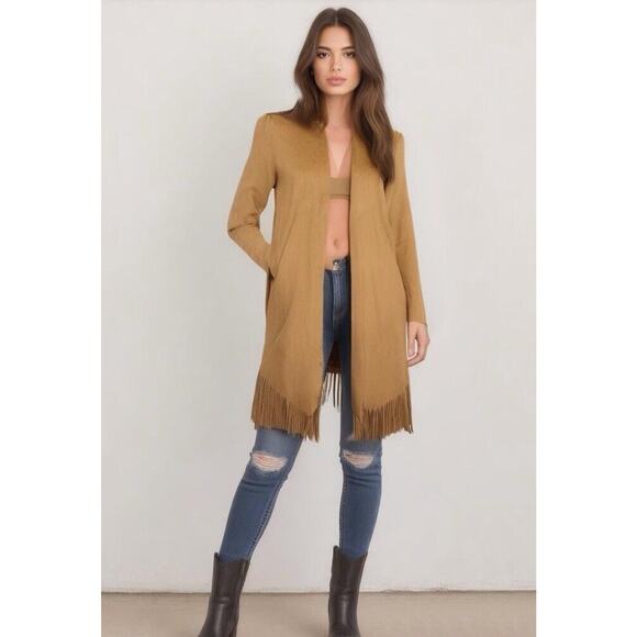 Zara Jackets & Blazers - Zara Tan Fringe Jacket